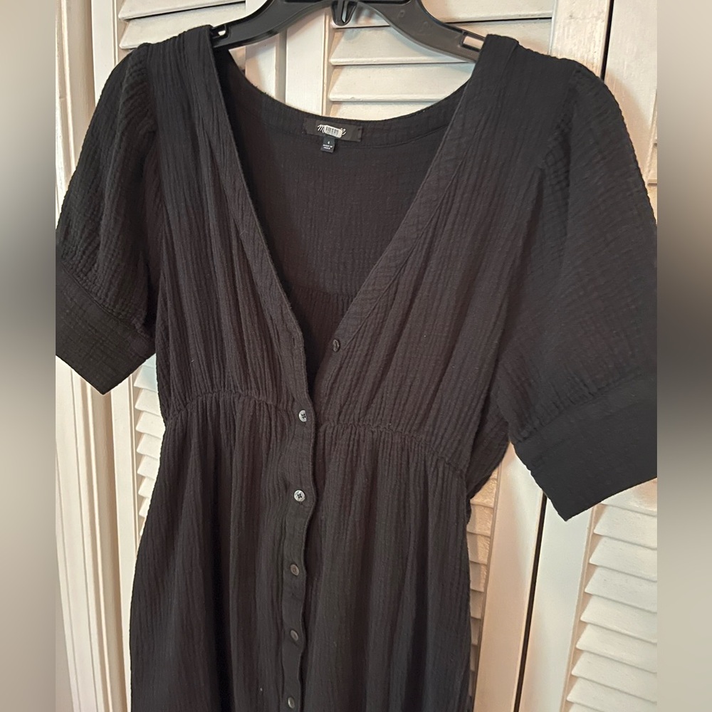 Madewell gauze cotton black midi dress - Picture 4 of 6